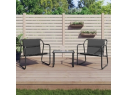 3 Pcs Conjunto Lounge De Jardim Com Almofadões Aço Antracite Dkd Home Decor