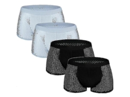 Calcinha Boxer Masculina em Fibra de Bambu e Seda Gelada com Malha Diário, Festa, Casamento, Aniversário Set 4b