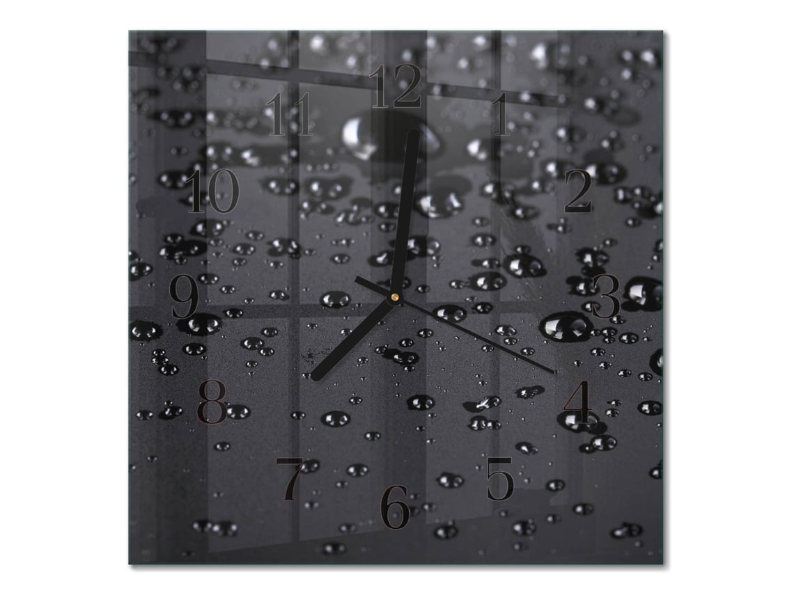 Relógio De Parede De Vidro Preto Espelharte (30x30 Cm)