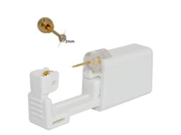 Piercing De Orelha, Dispositivo Descartável Para Perfuração, Estéril, Com Brincos De Aço Inoxidável (1 Par - 2mm Ouro Diamante Branco) Spqment