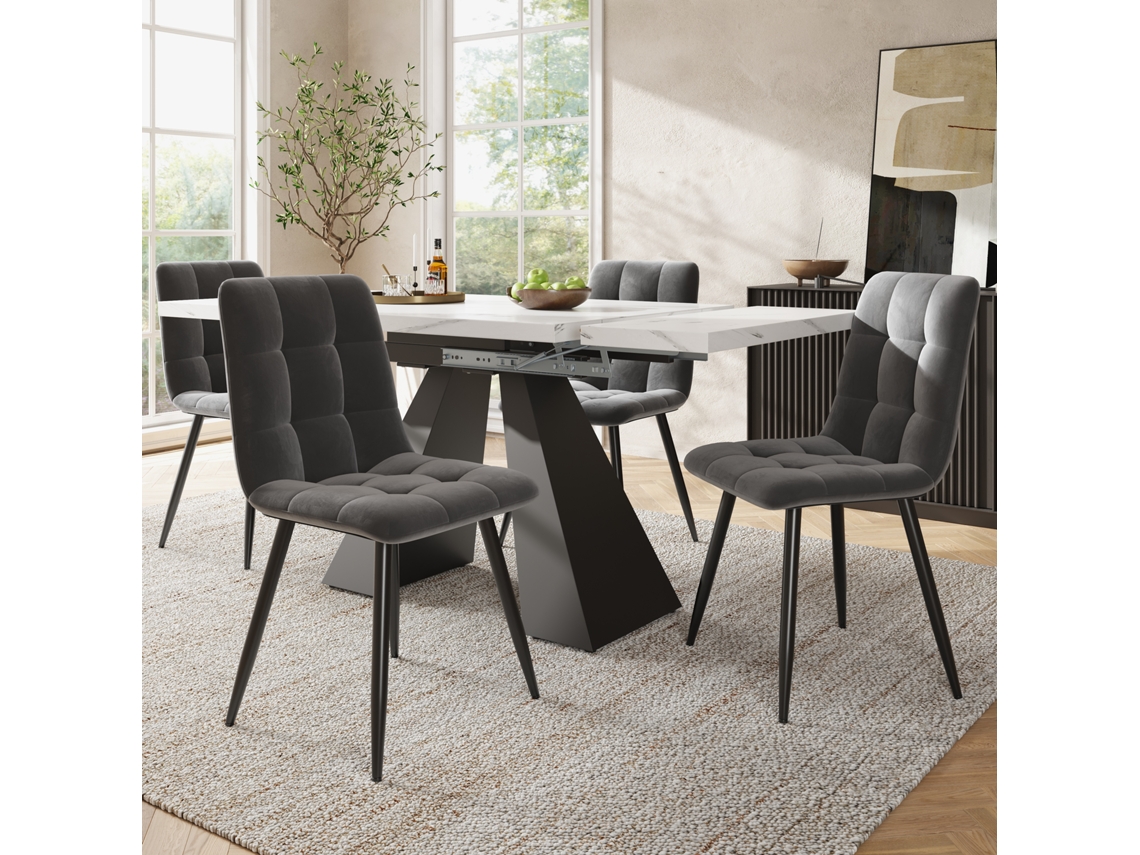 Conjunto Jantar Extensível 5pç, Mesa 118-157x70cm + 4 Cadeiras, Pernas V.-qq