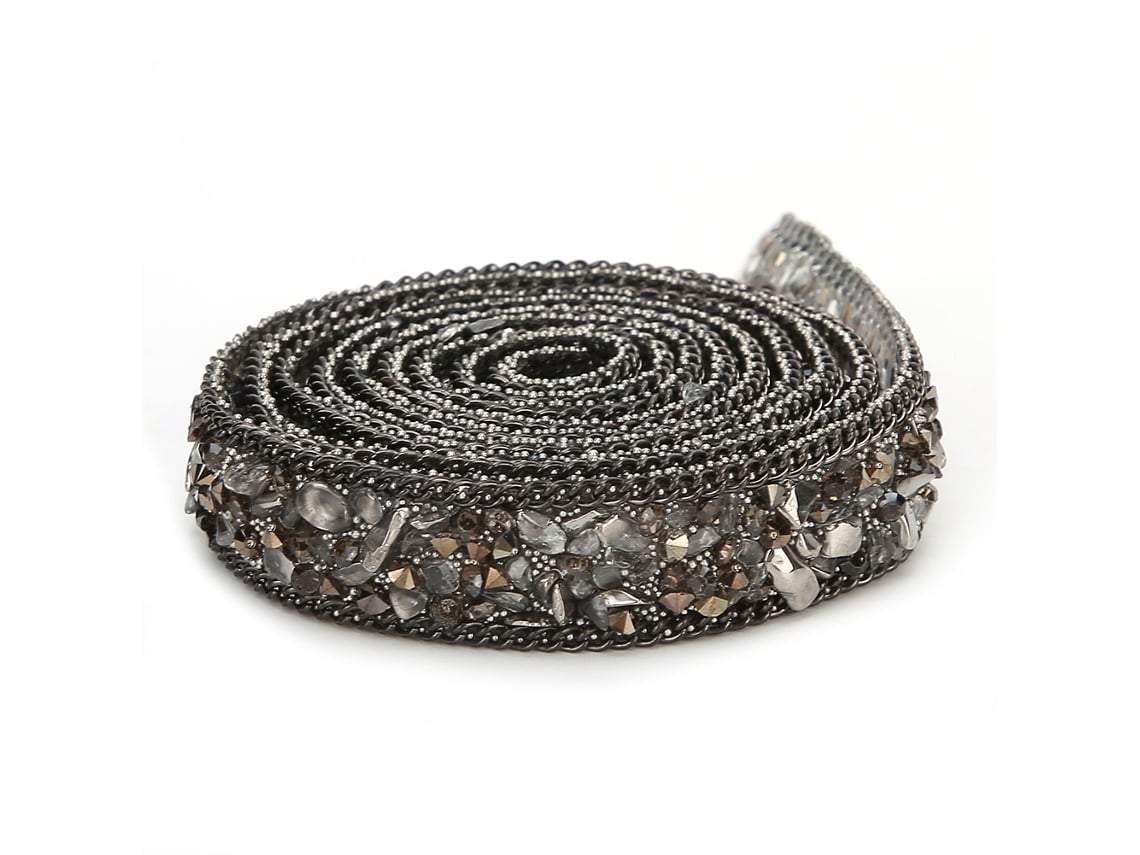 Corda Cinza Rhinestones 1,5 Cm