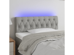 Vidaxl Cabeceira De Cama C/ Luzes Led Tecido 100x7x78/88cm Cinza-claro