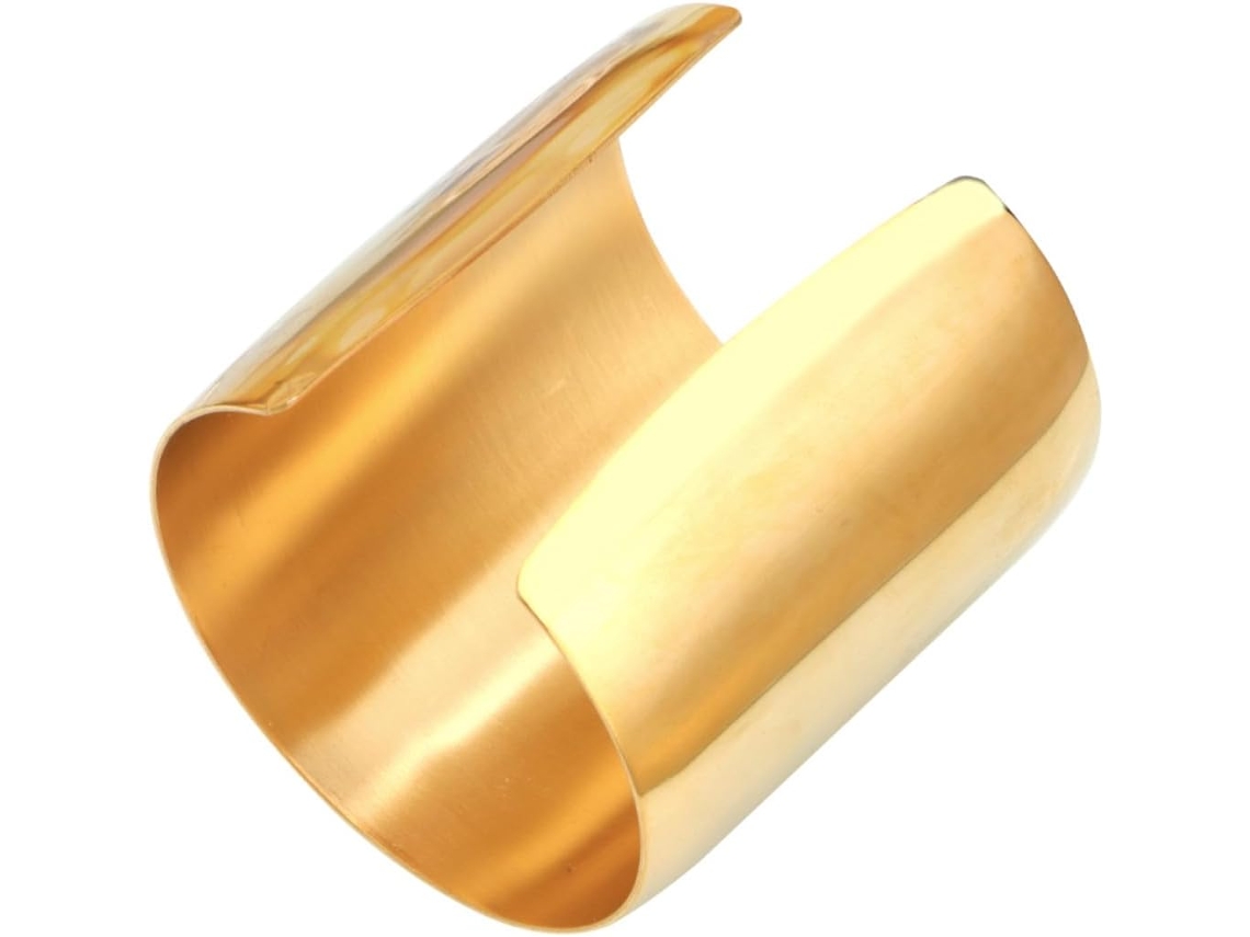 Pulseira Feminina Em Aço Inoxidável Banhado A Ouro, Ajustável, Larga E Elegante Para Sair À Noite.