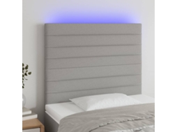 Cabecero con luces LED, tela, 90x5x118/128cm, gris claro