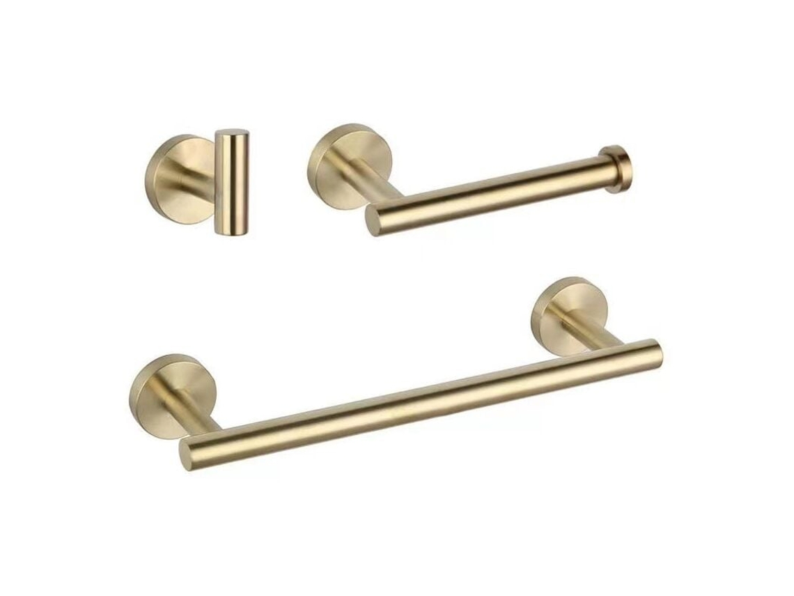 Conjunto De Acessórios Para Banheiro Dourado De 3 Peças Toalheiro De 40 Cm, Gancho Para Roupas, Suporte Para Papel Higiênico, Aç Aquaforge