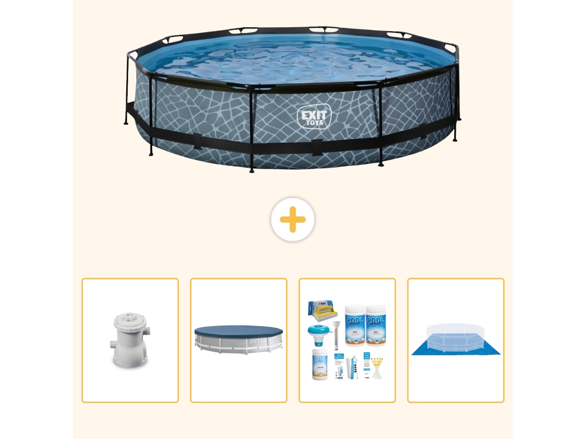 Piscina Exit Redonda Efeito Pedra 360x76 Cm 5 peças Scb15 EXIT TOYS