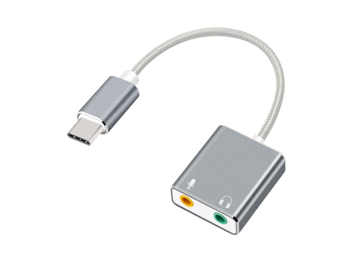 Placa de som externa USB Brilvibera com entrada CA e saída de 3,5 mm