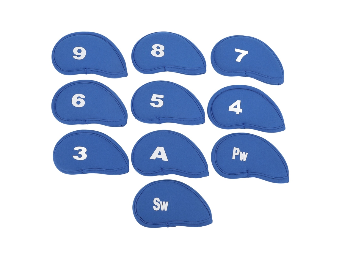 Conjunto De 10 Capas Para Ferro De Golfe Com Números Claros Proteção Macia Azul Para Exercício De Golfe