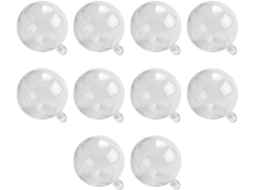 Bola decorativa de plástico transparente, nova em folha, que pode ser aberta.
