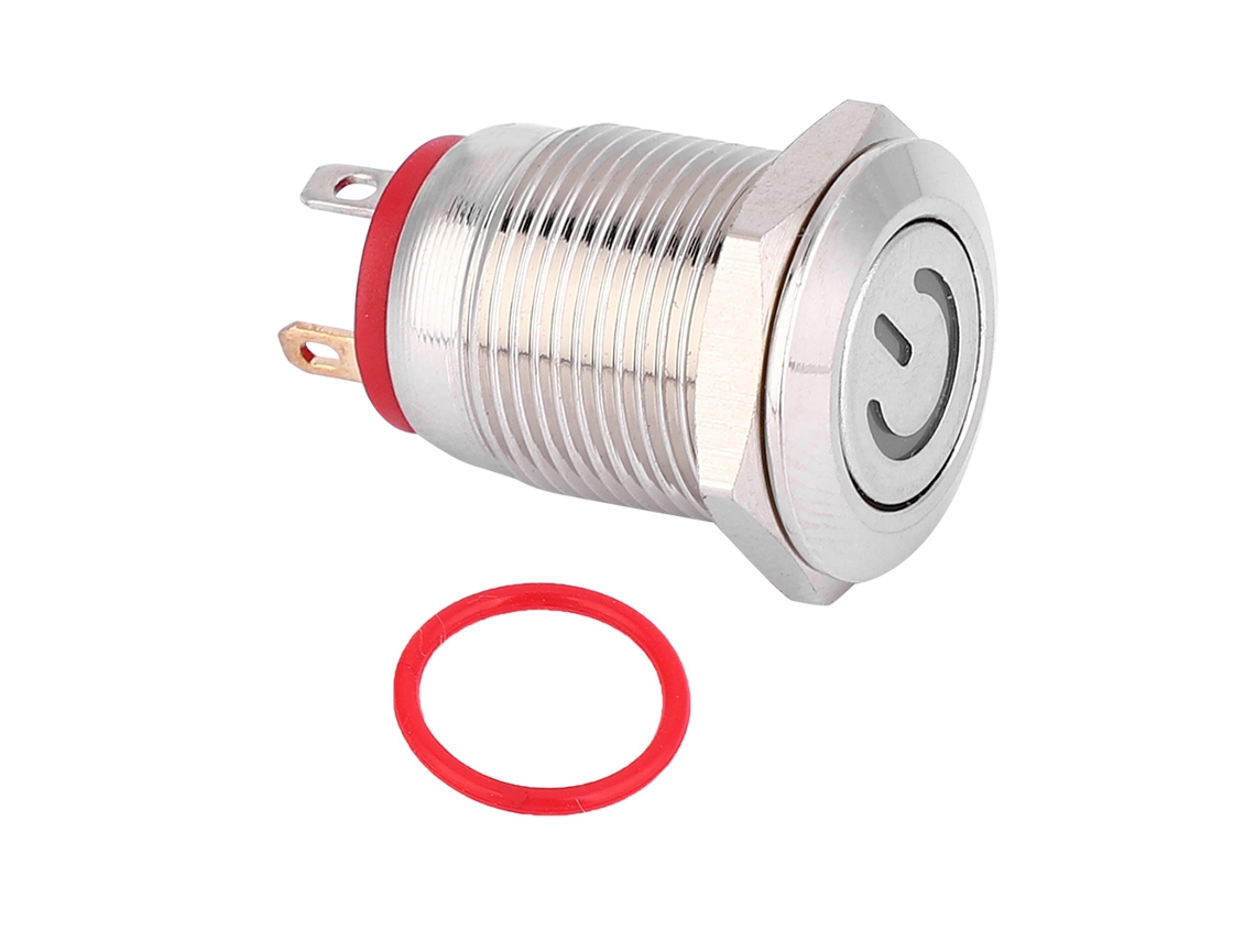 Interruptor Push button 12mm Metal 12v Led Vermelho Ip66