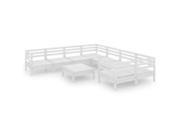 9 Pcs Conjunto Lounge de Jardim Pinho Maciço Branco MAISON EXCLUSIVE