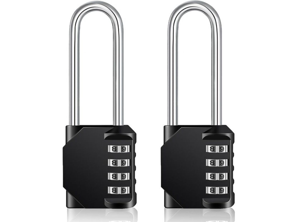 Conjunto De 2 Cadeados Com Código De 4 Dígitos, Preto, Para Armários, Exterior