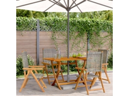 Cadeiras Jardim Reclináveis 4 Pcs Vime Pe/madeira Maciça Cinza Dkd Home Decor