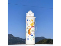 Garrafa de Água Infantil , Capacidade de 750ml, Feita de Plástico Ecológico. MDUG (dinossauro Branco)