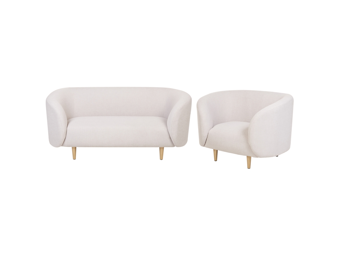 Conjunto De Sala De Estar Beliani Loen De Tela Beige 155x70x79