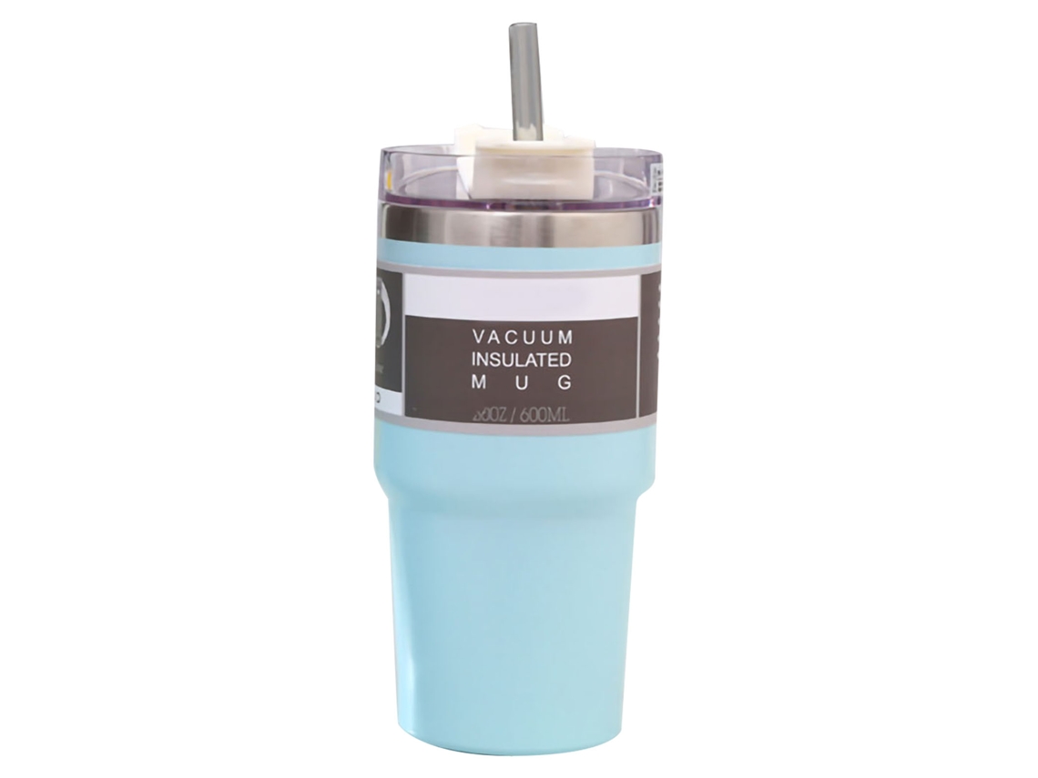 Copo Térmico Inox LAXISCREED 600ml Azul com Tampa e Canudo