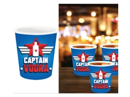 Pacote de 3 doses de Captain Vodka de 5x6 cm