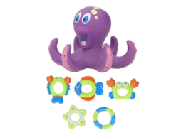Primerox brinquedo de Banho Polvo Bebê Educacional Interativo com 5 Anéis Flutuante para Piscina