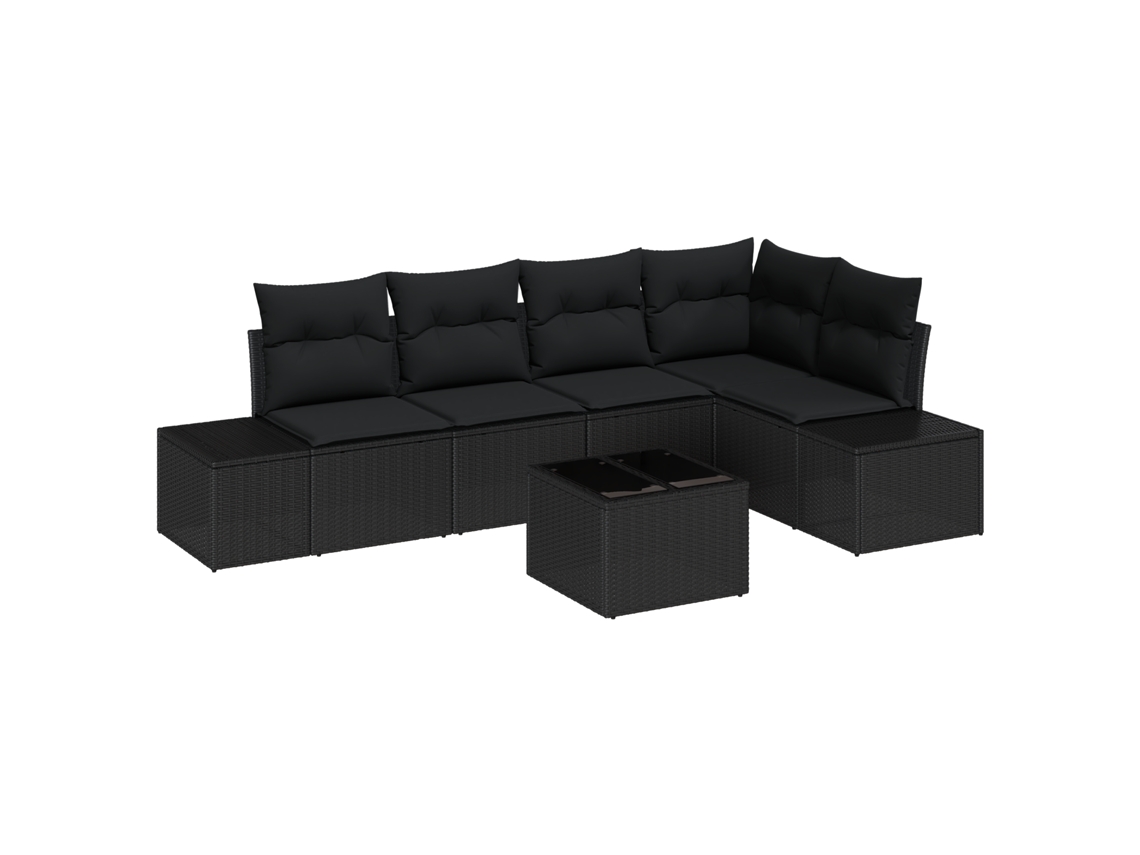 Conjunto 6 Conjunto De Sofá De Jardim Vidaxl Preto Vime Pe