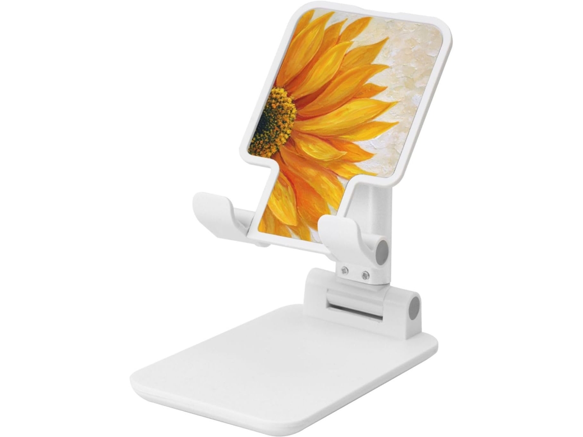 Suporte Dobrável Para Celular Em Formato Rústico De Girassol Com Pétalas Douradas Ângulo Ajustável Altura Compatível
