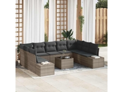 Vidaxl Conjunto De Sofá De Jardim 9 Pcs Cinzeto Polirattan