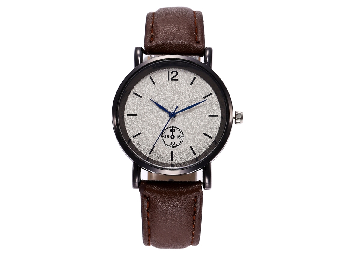 Relógio de pulso masculino Zhoulianfa com mecanismo de quartzo e pulseira minimalista em couro PU, estilo café.
