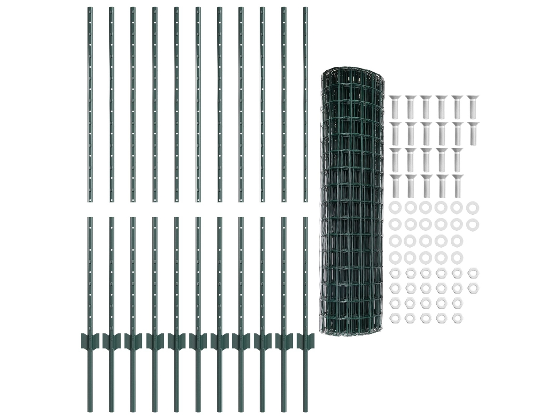 Conjunto 1 Barreira Externa Vidaxl Verde Aço (25 X 1,2 M)