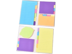 Conjunto de 2 blocos de notas adesivas com linhas e marcadores de página, estilo universitário.