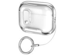 Capa protetora transparente revestida com vidro com acabamento eletrogalvanizado, trava invisível e clipe de anel de metal para AirPods Pro 3. GIECY
