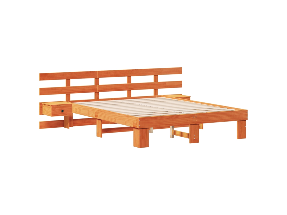 Estrado De Cama Plataforma Vidaxl Castanho Madeira De Pinho Maciça (140x200 Cm)