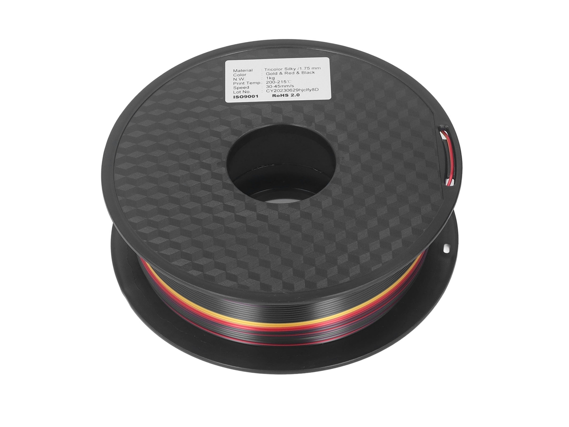 Filamento de seda tripla cor dourado vermelho preto PLA 1.75mm para impressora 3D S/MARCA