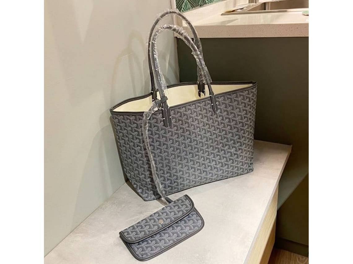 Bolsa Grande com Estampa Pied de poule AQUAFORGE, Tote, Tamanho M