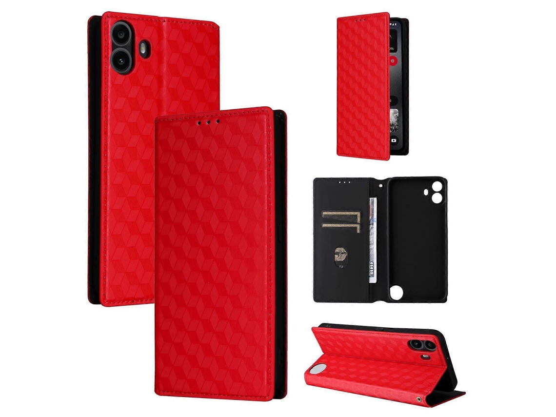 Capa De Celular Flip Em Couro Com Textura De Grade Cúbica Para Nothing Cmf Phone 1