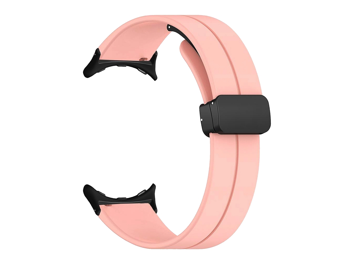 Pulseira de Silicone para Google Pixel Watch 2 com Fivela Magnética Rosa