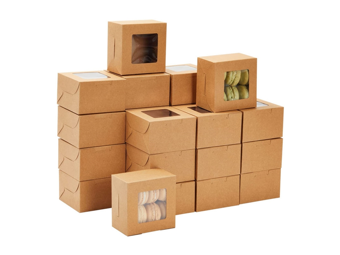 Caixas De Papel Kraft Marrom Com Janela Transparente (pacote 35) - Caixa Para Biscoitos