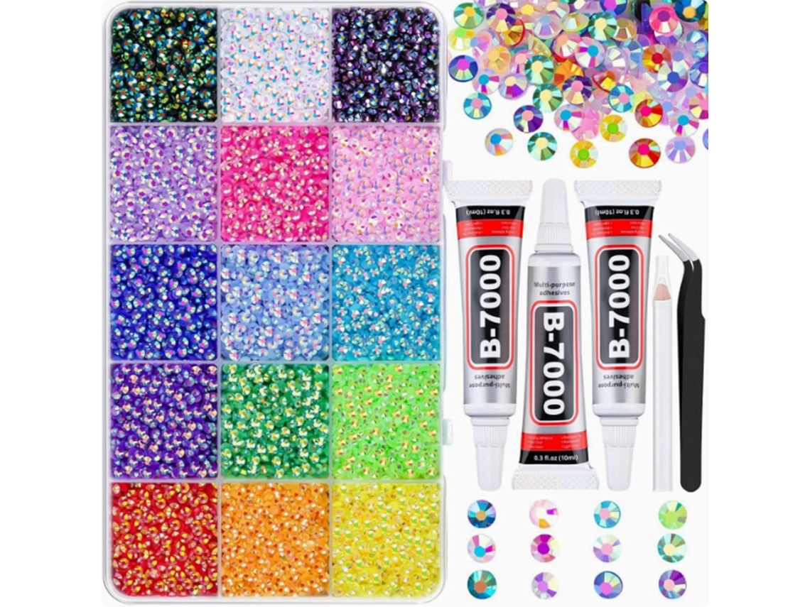 Kit de Aplicação de Strass, Aplicador com Strass e Ferramentas, Ideal para Decorar Roupas e Unhas com Strass . CZHHMART (15 Grades)
