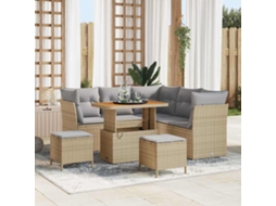 Vidaxl Conjunto De Sofá De Jardim 8 Unid. Bege Vime Pe