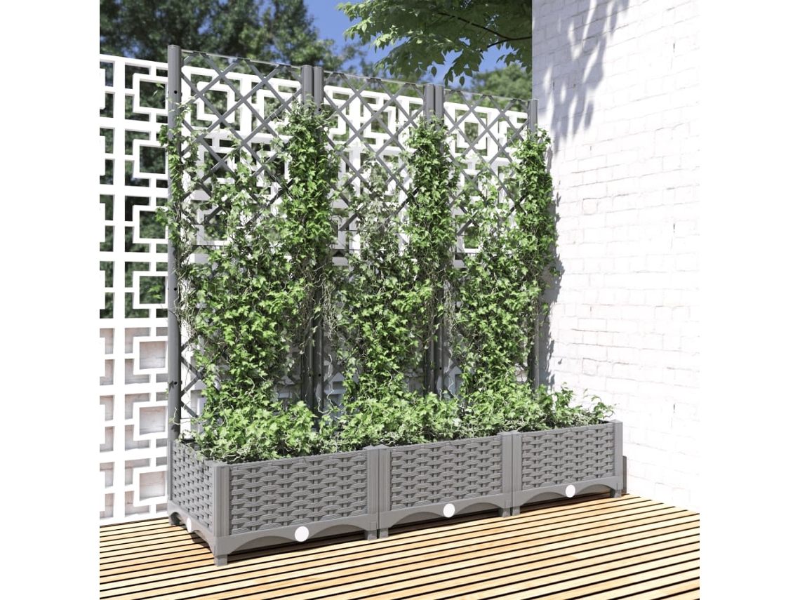 Vidaxl Vaso/floreira Jardim C/ Treliça 120x40x121,5 Cm Pp Cinza-claro
