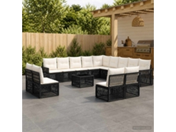 Vidaxl Conjunto De Sofá De Jardim 14 Unid. Preto E Branco Creme