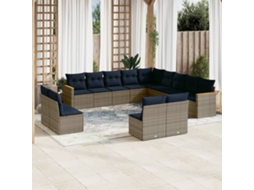 Vidaxl Conjunto De Sofá De Jardim Com 13 Peças E Almofadas Em Rattan Sintético Cinza