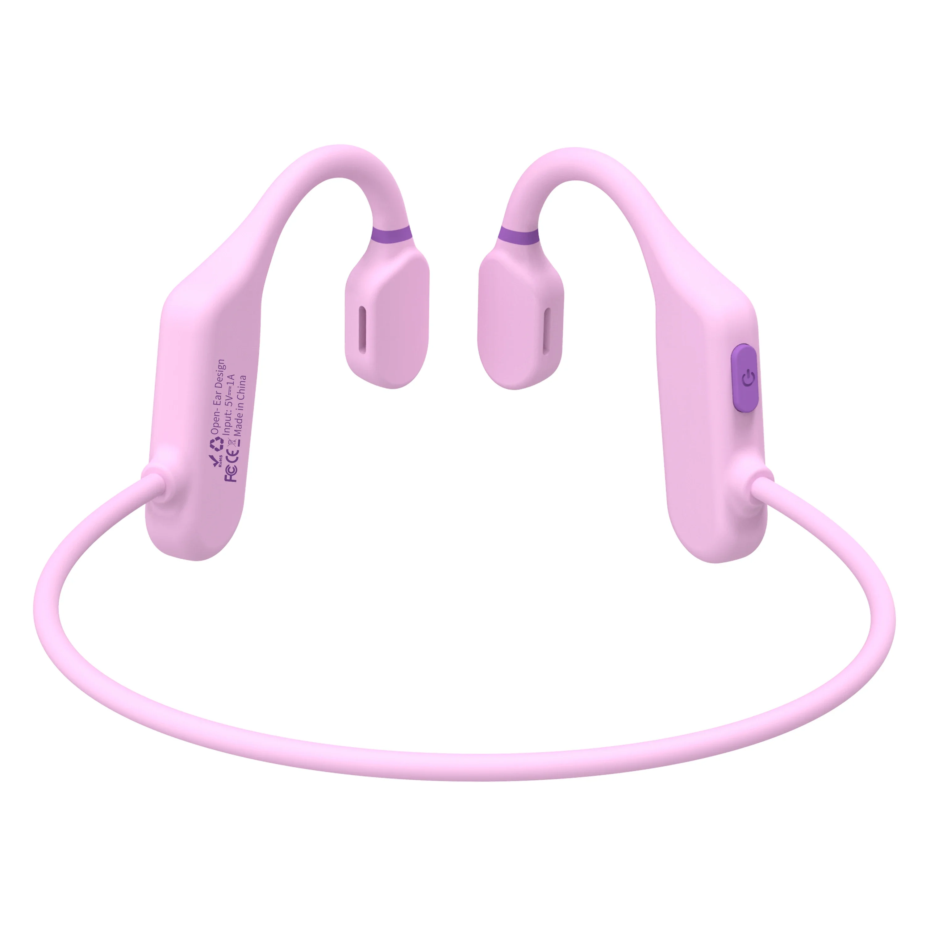 Fones De Ouvido Infantis (cor-de-rosa) Com Condução Óssea, Proteção De Volume, Conexão Sem Fio Bluetooth 5.3 E À Prova D'água.
