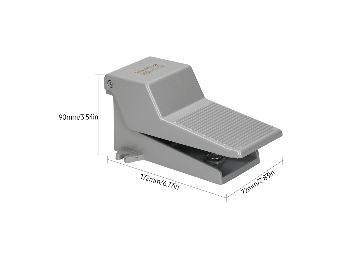 Válvula pneumática de pedal de 5 vias e 2 posições com acionamento direto de 1/4 de polegada para controle de fluxo de ar.