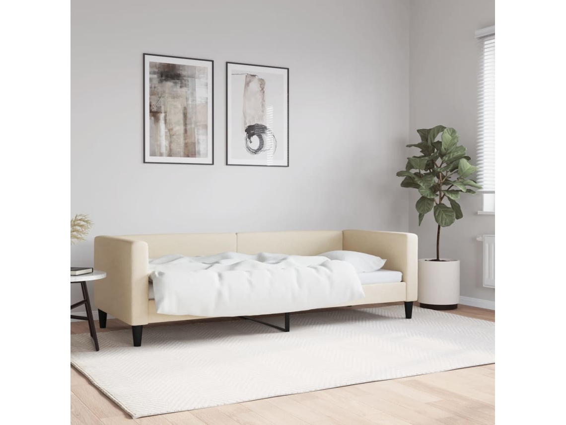 Vidaxl Sofá-cama 80x200 Cm Tecido Cor Creme