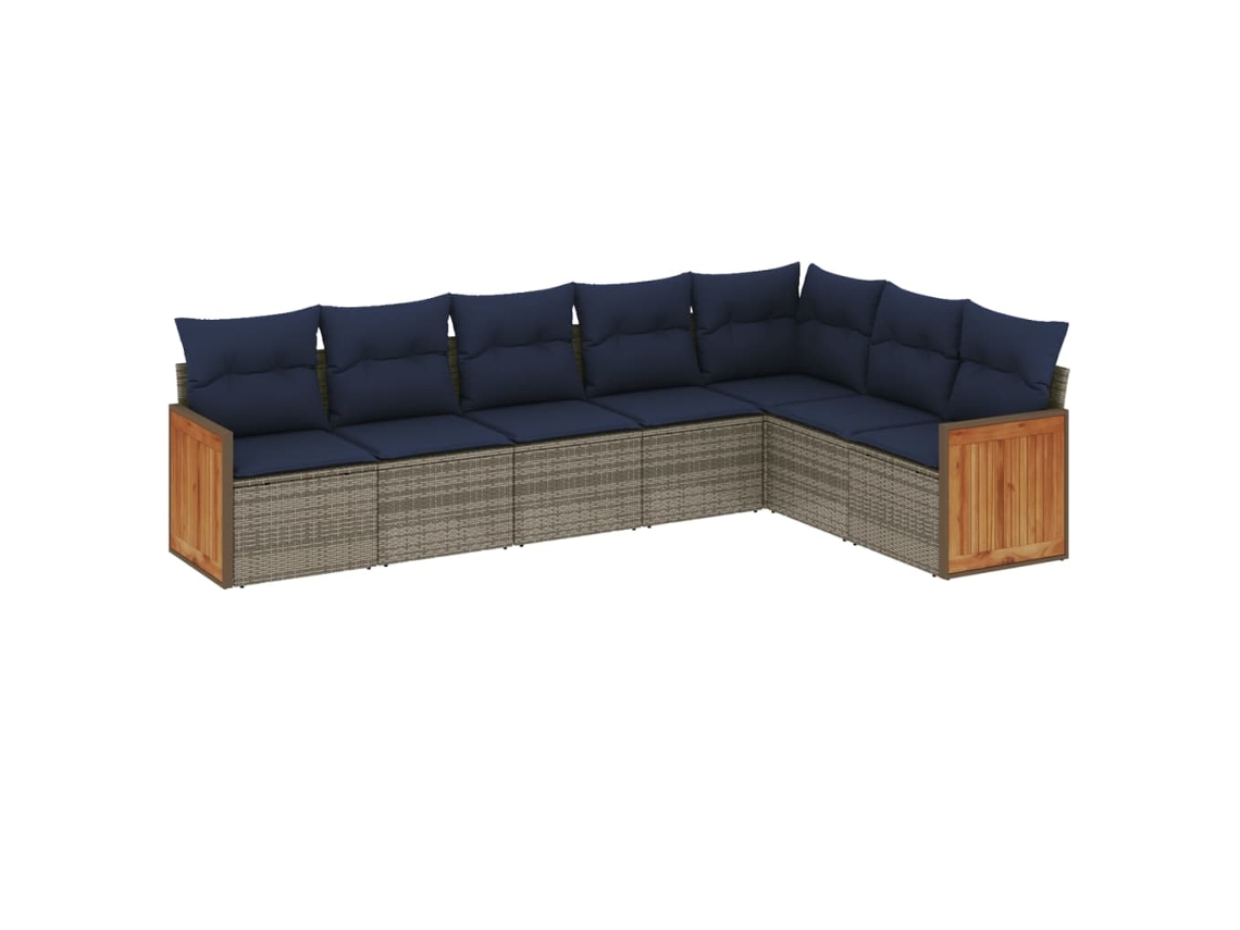 Conjunto de Sofá de Jardim, 7 Peças, Almofadas, Rattan Cinza MAISON EXCLUSIVE