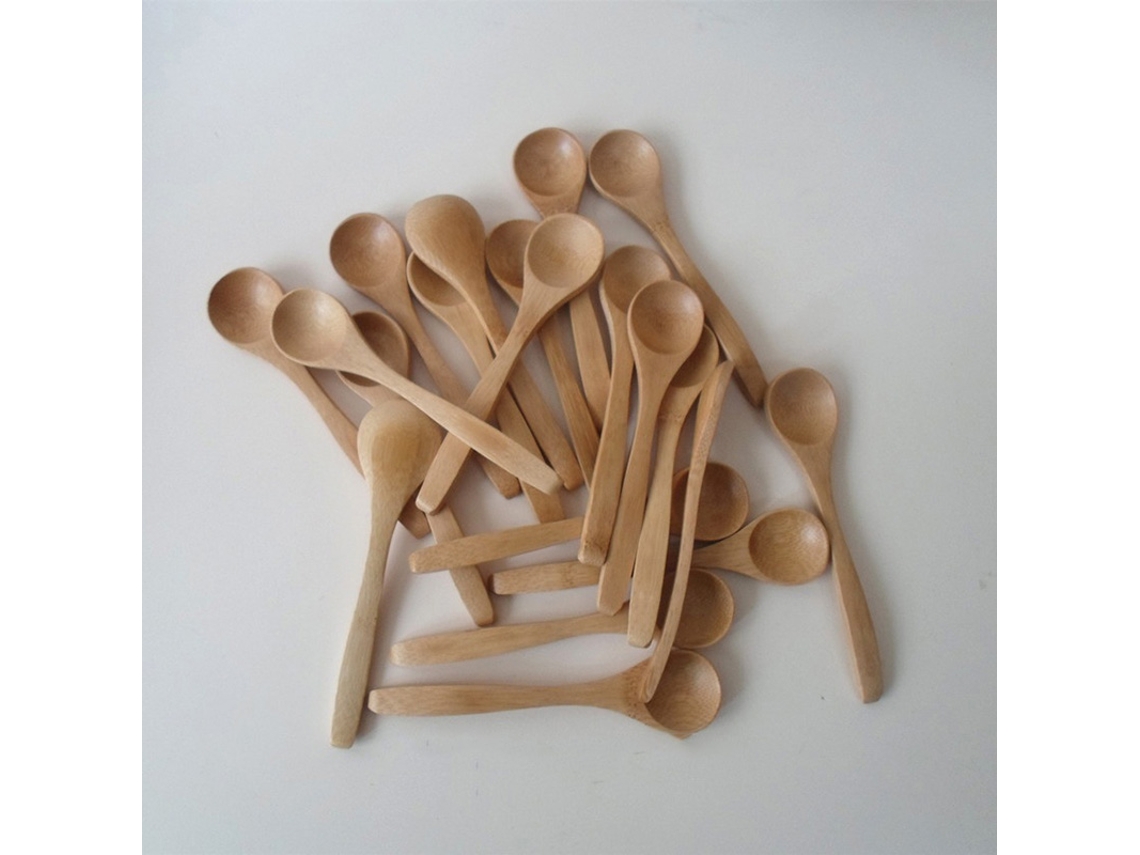 10 Mini Colheres De Madeira, Antiderrapantes E Fáceis De Limpar, Colheres Pequenas De Bambu Natural.