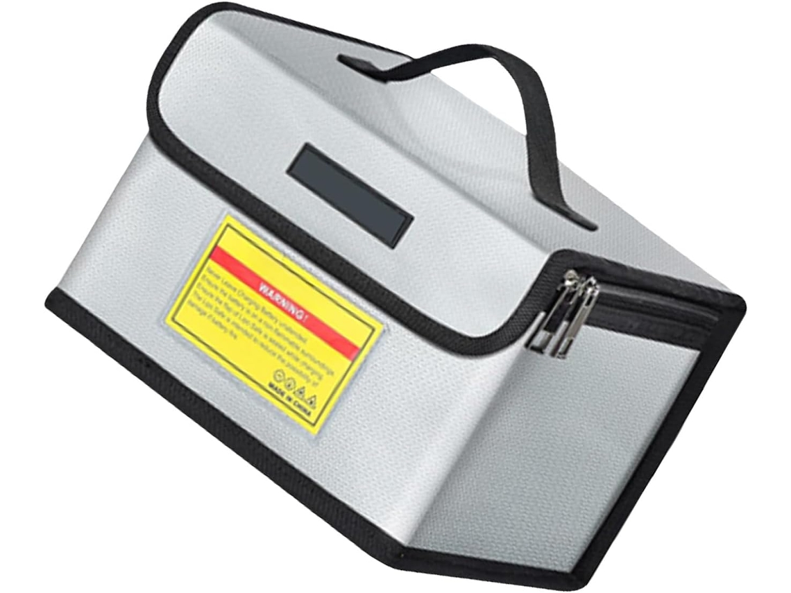 Estojo Para Bateria À Prova De Fogo Com Acesso Porta Carregamento, Estojo Reforçado Com Zíper, Armazenamento Leve, Bolsa