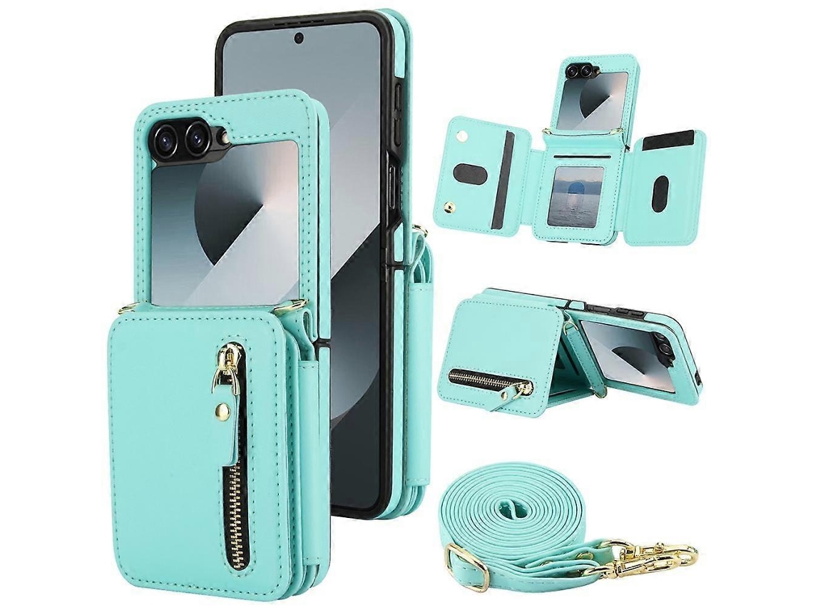 Bolsa Para Cartões Com Zíper E Fivela Dupla, Capa Dobrável Para Celular