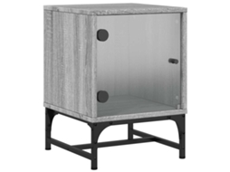 Maison Exclusive - Mesa De Cabeceira C/ Porta De Vidro 35x37x50 Cm Cinzento Sonoma