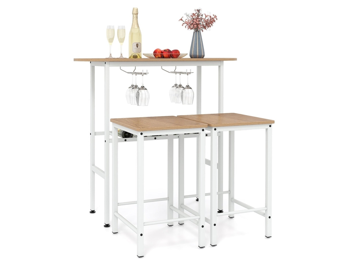 Conjunto de mesa de bar para 2 pessoas com suporte para taças e garrafas de vinho NORTHIX